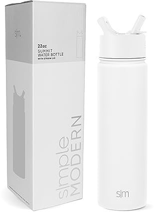 Simple Modern Water Bottle with Straw | Insulated Stainless Steel Bottle for Sports Gym | Summit Collection | 650ml | Winter White