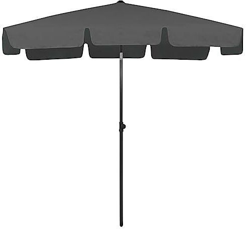 prissent Parasol de Patio Anthracite 200x125 cm Polyester Anti-décoloration Parasol de Plage Inclinable Parasol de Jardin Monté Support Existant ou Milieu des Tables Parasol d'extérieur