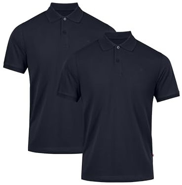DANISH ENDURANCE Polo Shirts for Men Adult, Organic Cotton Polo Shirt for Summer, Short Sleeve, 1 or 2 Pack, Navy, M