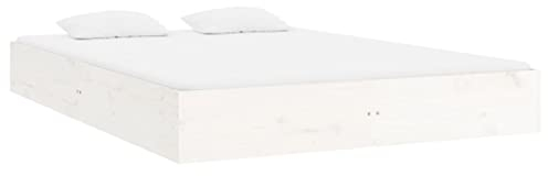vidaXL Massivholzbett Bettgestell Lattenrost Doppelbett Bettrahmen Schlafzimmerbett Bett Holzbett Schlafzimmermöbel Weiß 160x200cm