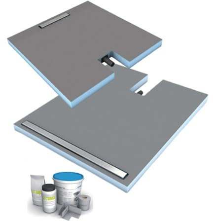 Receveur à carreler 120 x 100 cm WEDI Fundo Plano Linea écoulement linéaire & bonde intégrée + kit d'étanchéité
