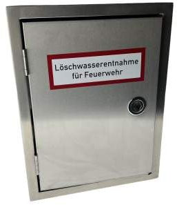 Löschwasser Entnahmeschrank Kasten Edelstahl DIN 14461-2, AP Steigleitung