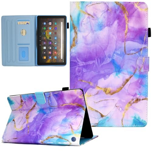 BYCeKe Compatible for Amazon Fire HD 10 Case & Fire HD 10 Plus Tablet Case (13th/11th Generation 2023/2021 Release) PU Leather Flip Stand Cover with Smart Auto Wake/Sleep & Pencil Holder, Silk Purple