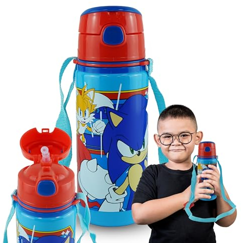 600ml Sonic Water Bottle with Strap Leak Proof Lightweight Insulated Aluminium Sports Water KBT Disney Bottle for Work Gym Travel Picnic Sports BPA Free | 21.5cm
