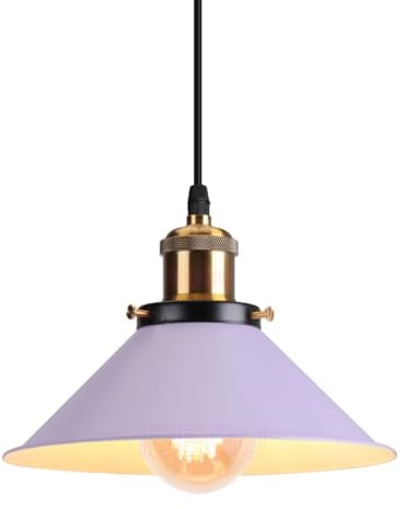 iDEGU Lampada a Sospensione Retrò 22cm Lampada da Soffitto Vintage in Metallo E27 Lampadario a Sospensione Moderno Stile Scandinavo Plafoniera per Soggiorno Cucina Camera Ristorante (Viola)