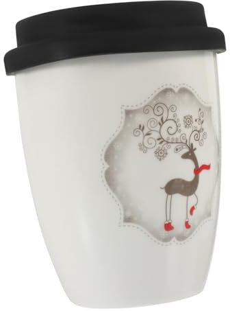 FELTECHELECTR Modische Weihnachtstasse Aus Porzellan 380 Ml Elchmotiv Kaffee-/teetasse Ohne Henkel Zufällige Farbe