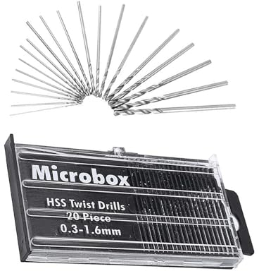 Mini Micro Taladro HSS Brocas,20 PCS 0.3mm-1.6mm Torcedura Brocas de Taladro Kit Helicoidales de Acero de Alta Velocidad Micro Taladro Jueg para Fabricación de Modelos