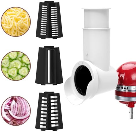 Fedowal Slicer/Shredder Attachments for KitchenAid Stand Mixers, Food Slicers Cheese Grater Attachment, Salad Maker Accessory Vegetable Chopper with 3 Blades Dishwasher Safe
