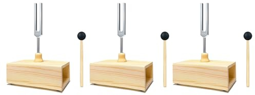 VENOAL 3 x 432 Hz Stimmgabel mit Resonanzbox, für Klangheilung, Stimmgabel, Resonanzunterricht, Hörtests,