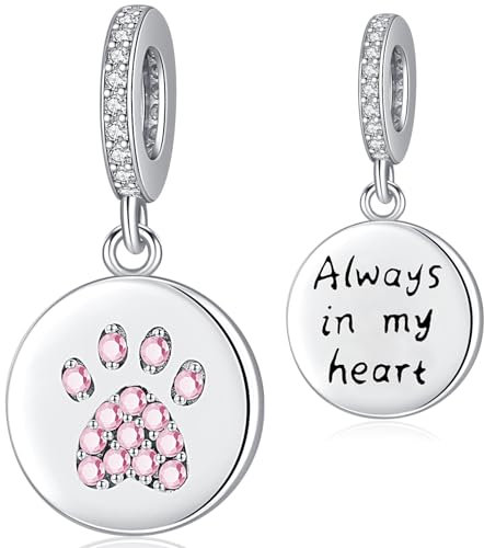 Friggem Charm Damen Anhänger Katze Hund Pfote Tier 925 Sterling Silber Bracelet Bead für Europäische Armbänder Halskette (Hund Pfote-2)