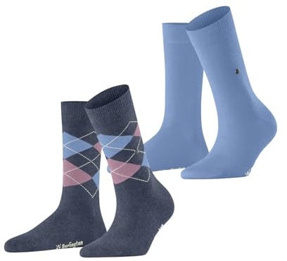 Burlington Damen Socken Everyday Mix Multipack W So Baumwolle gemustert 2 Paar, Blau Denim Melange 6797, 36-41