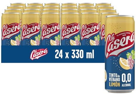 La Casera Tinto de Verano con Limón sin Alcohol 0,0% - Lata, Pack 24 x 33 cl