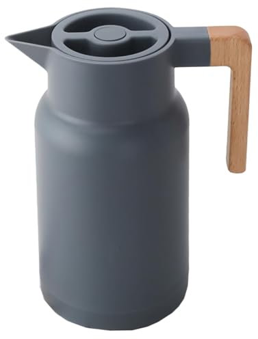 CRILSTYLEO contenedor de agua termo botella garrafas termicas Mango de madera botella termico tetera botella térmica de gran capacidad botella de agua aislada bote de botella de agua Grey