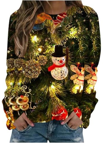 Long Sleeve Gym Tops Women Yellow Crop Top Shirt Jumper Ladies T-Shirts Maternity Clothing Christmas T-Shirt Halloween Hoodies Light-Up Christmas Jumper