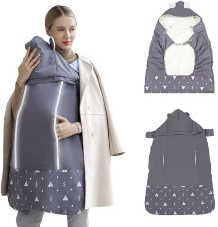 Winter Tragecover für Babytragen, Universal Regenschutz für Tragetücher, Tragecover aus Fleece,Abnehmbare Kapuze,Schutz vor Wind, Regen, Schnee und Kälte