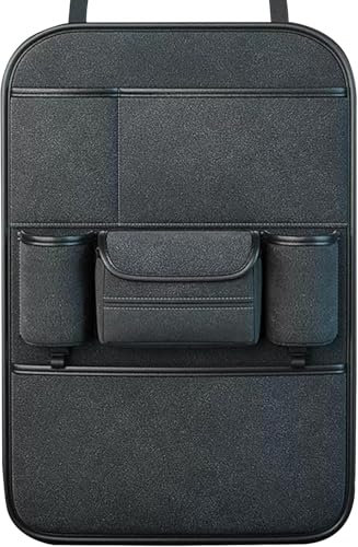 ZhangXD Auto Rückenlehnenschutz für VW Caddy V 2020 2021 2022 2023 2024, Rücksitz Organizer Autositz Organizer Rücksitz Organizer Rückenlehnenschutz Aufbewahrungstasche,Black/A