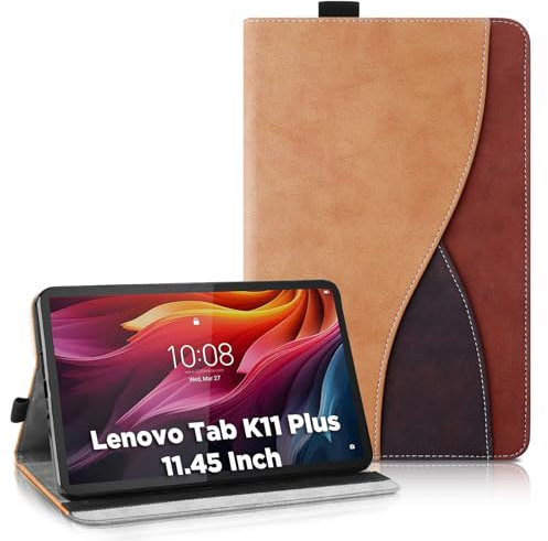 AsWant Étui Coque pour Lenovo Tab K11 Plus/M11 Plus 11.45 Pouces - Étui Housse de Protection Cuir PU avec Portefeuille Coque Tablette Lenovo Tab M11 Plus (Marron)