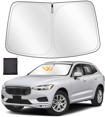 ZATOOTO Parasol para Volvo XC60 2018-2024, Parasol Coche Delantero Plegable, Grueso y Reflectante de Poliéster Bloquea los Rayos UV y Mantiene el Coche Más Fresco
