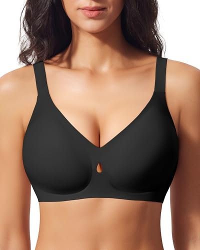 Ganado Reggiseno Senza Ferretto Reggiseno Donna Senza Cuciture Push Up Scollo a V Comodo Imbottito, S, Nero