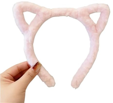 Cmis Kbei Bandeau Lolita avec oreilles de chat en peluche pour filles - Serre-tête en fourrure de dessin animé pour femme - Cosplay - Accessoires pour cheveux coréens (rose)