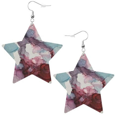 Abstrakte Marmor-Ohrringe, leicht, Leder, Stern-Ohrringe, Damenmode, Hochzeit, Alltag, Geburtstag, Zubehör, Einheitsgröße, Kunstleder