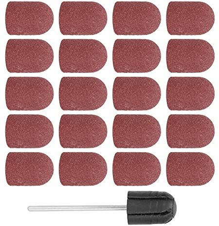 KooingTech 20Pcs Nail Art Sanding Cap, Nail Drill Bit Block Sanding Cap, Polishing Head Grinding Bands Set, Polisher Sand Manicure Pedicure Tool(10 X 15mm)