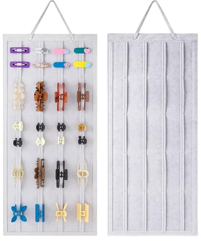 Haarspangen Aufbewahrung, Haarklammer Organizer Hängend 80x35 cm, Praktische Aufbewahrungslösung für Haaraccessoires, Ideal für Mädchen und junge Frauen, Platzsparend im Kleiderschrank oder