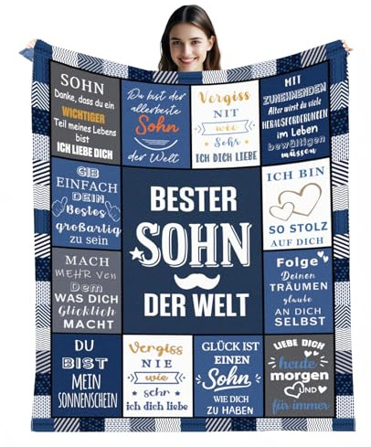 TDDKFB Geschenke für An Meine Sohn Decke,Kuscheldecke für Tochter von Papa und Sohn für BesteSohn Geschenk,PositivWeihnachts Geburtstags Geschenke Sofa Reisen Decke