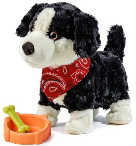 eJog Pup Interaktiver Kuscheltier Hund Spielzeug Kinder der Läuft, Sprechender, Bellt, Schwanzwedeln, Elektrisch Sprachgesteuerter Plüschhund, Plüschtier ab 3 Jahre