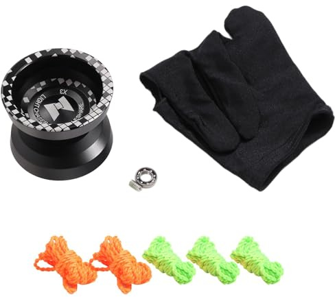 Ujjdwiurgh Nicht reagierendes Light Chaser X3 Wettbewerbsjo, Legierungs-Yoyo für Anfänger und Übungs-Tricks mit Handschuh und Saiten
