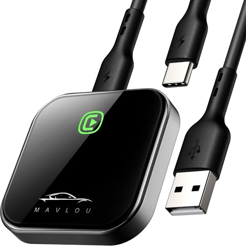 Mavlou Carplay Wireless Adapter für iPhone, Superschnelle & Stabil Carplay Dongle, Konvertieren Sie Wired zu Wireless, Plug & Play OTA-Upgrade, für iOS 10+ & Autos mit Wired CarPlay (Black Gray)