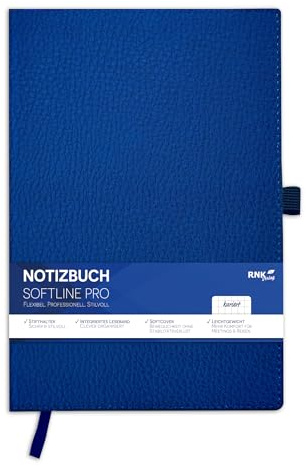 RNKVERLAG Softcover-Notizbuch Softline Pro in DIN A4, kariert, mit Stiftschlaufe und Leseband, 80 Blatt 70 g/m², 1 Stück