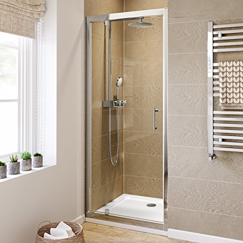iBathUK 800mm Pivot Hinge 6mm Thick Glass Shower Enclosure Reversible Cubicle Door