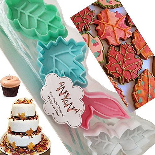 Anyana Ausstechformen-Set für Kekse, Ahornblätter, 4 Stück, für Fondant, Gebäck, Dekoration, Ahornblatt