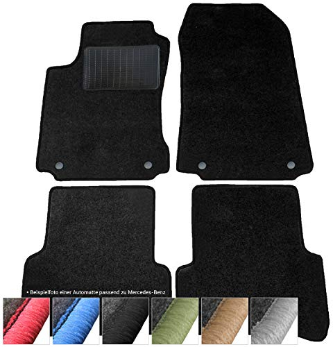 moto-MOLTICO Fußmatten Auto - Velours Autoteppiche passend für Mercedes-Benz A B Klasse CLA GLA (2011-2019) - 4-teiliges Set - Schwarze Automatten mit Schwarzen Ziernähten