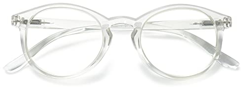 KOOSUFA Blaulichtfilter Brille Computerbrille Damen Herren Retro Runde Brillengestelle Federscharniere Gaming Brille Anti Müdigkeit mit Etui (1x Durchsichtig, 0.0)
