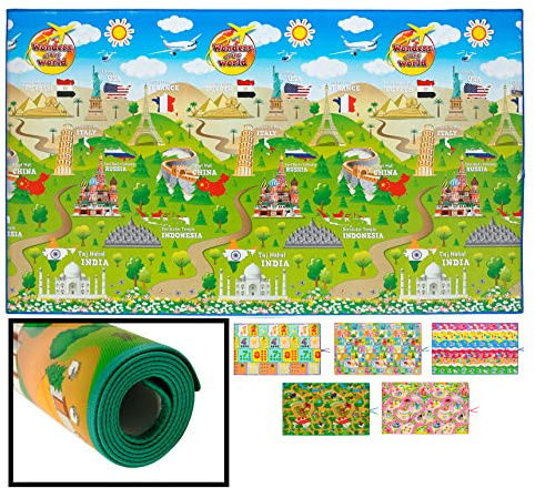 LucaHome - Alfombra Infantil Educaplay Países 120x200cm | Educativa para Bebés Acolchado y Resistente | Suelo Antideslizante para Niño y Niña