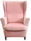 Lukery Ohrensessel Bezug Samt, Ohrensessel Überzug 2 Teilig Stretch Ohrensessel Überwurf mit Armlehnen Husse für Ohrensessel Sesselbezug Elastisch Waschbarer Sesselschoner (One Size,Rosa)