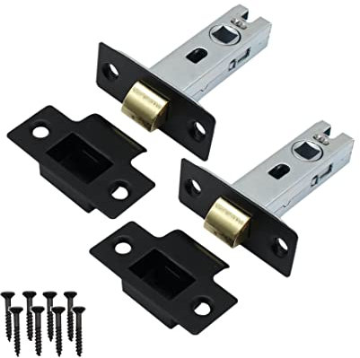 Golden Grace Premium Tubular Mortice Door Latch in Matt Black Finish for Sprung Lever Door Handles, Pack of 2-65mm