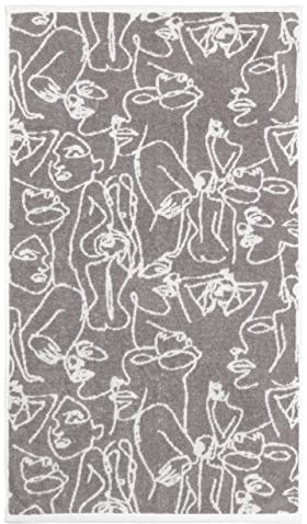 furn. Everybody Hand Towel, Cotton, Grey, 50 x 85cm | Abstract female form tonal design Turkish cotton 550gsm hand towel grey