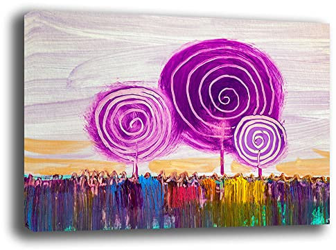 Quadro Moderno ALBERO della VITA Colori viola Astratto Quadri moderni soggiorno da Parete XXL grande Stampa su tela Canvas Decorazione Murale muro Arredo Camera da letto Cucina (70x100 cm, 3)