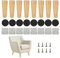 GOYADA Lot de 8 Pieds de Canapé Bois Massif de 15 CM, Pieds de Meuble en Bois de Rechange avec Plaques de Montage et Vis pour Canapé, Armoire, Chaise, Lit, Meuble TV