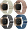Zspoly 4 Stück Stretch Nylon Armbänder, Kompatibel mit Fitbit Versa 4/Fitbit Versa 3 Armbänder/Fitbit Sense 2/Fitbit Sense Armbänd, Einstellbare Weiche Woven Übung Armbänd für Männer und Frauen
