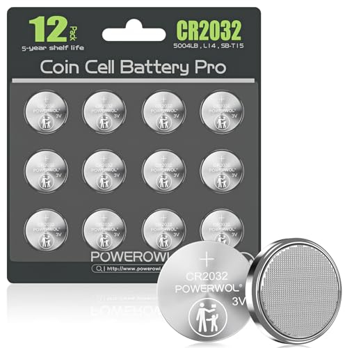 POWEROWL - CR2032 Batteries 3V Lithium 12 Pack, High Capacity 2032 DL2032 ECR2032 CR 2032 Button Cell Battery