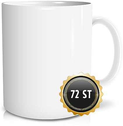 OWLBOOK Sublimationstassen Sublimations Tassen Rohling Tasse AAA Mug Becher Kaffeetasse Kaffeebecher für Sublimationsdruck - Spülmaschinengeeignet Mikrowellenfest 300 ml Keramik - 72 Stück