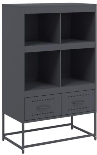 vidaXL Highboard, Hochschrank mit Stauraum, Kommode für Wohnzimmer Schlafzimmer, Sideboard Anrichte Beistellschrank, Anthrazit Stahl