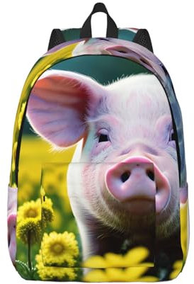 WYCZHY Rape Flower Pig Kinder-Rucksack für Jungen und Mädchen, Kleinkind, Schule, Mini-Rucksack für Schule und Reisen, Schwarz , M