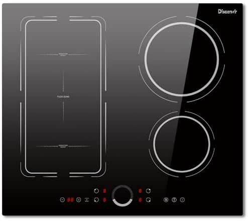 Plaque Induction 4 Feux Encastrable 7200W, Disaenvir Plaque de Cuisson Induction Zone Flexible, Plaque Electrique 60cm, Fonction, 9 Niveaux, Boost,Contrôle tactile, Minuterie, Anti-Touch-Funktion
