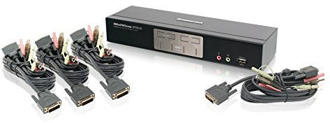 IOGEAR Switch KVMP Pro DVI dual-link a 4 porte (GCS1204G) - 4K UHD, hub USB 2.0, supporto audio, compatibilità tastiera professionale, DynaSync, commutazione tasti di scelta rapida, Mac e PC, tutti i