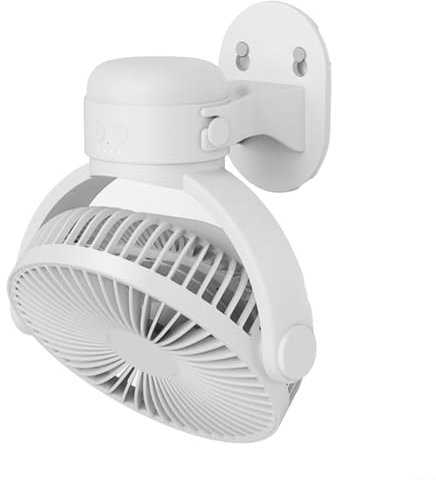 Entgoinggo Ventilador montado en la pared, ventilador compacto recargable con flujo de aire ajustable para una refrigeración eficiente en dormitorios y baños